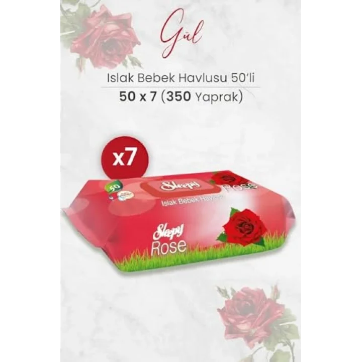 Gül Kokulu Islak Bebek Havlusu 50 x 7 Adet (350 Yaprak)