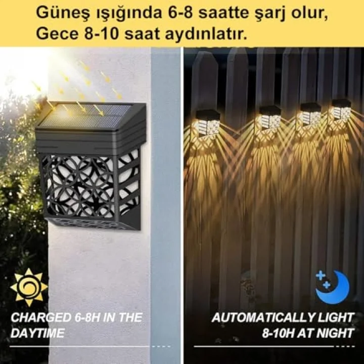 Güneş Enerjili Duvar ve Çit LED Aydınlatma 4 Adet/GT-SL22