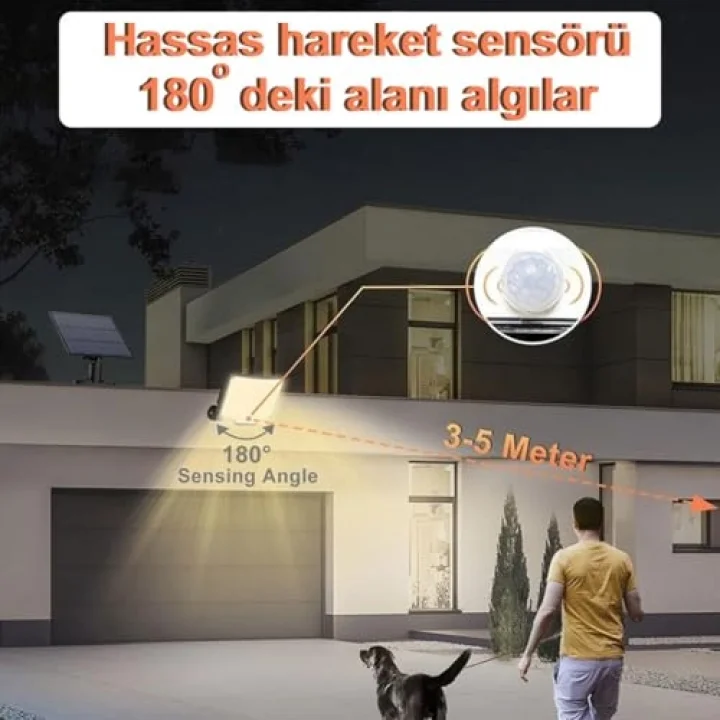 Güneş Enerjili, Hareket Sensörlü, 228 Boncuk LED Aydınlatma/GT-SL33