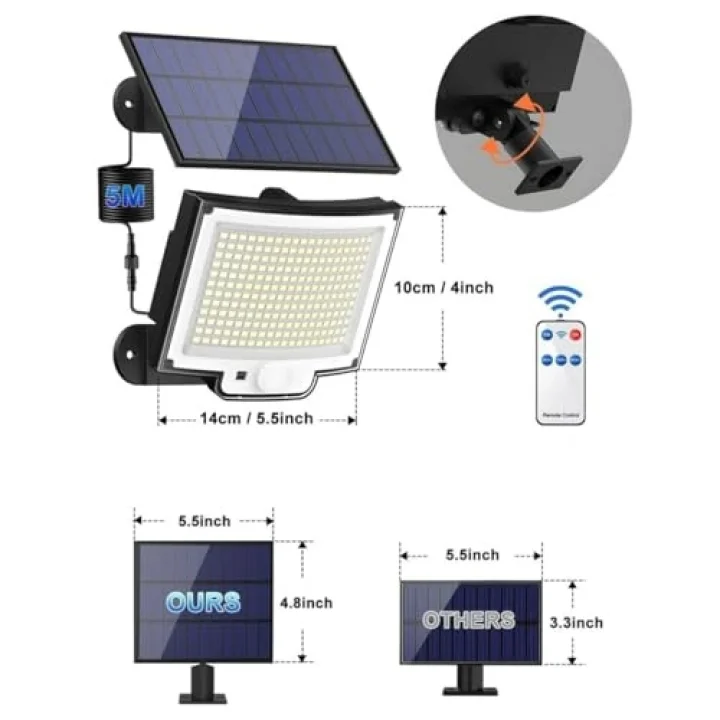 Güneş Enerjili, Hareket Sensörlü, 228 Boncuk LED Aydınlatma/GT-SL33