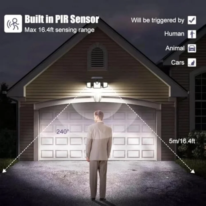 Güneş Enerjili Hareket Sensörlü, 3 Taraflı 171 Cob Led Aydınlatma/GT-SL15