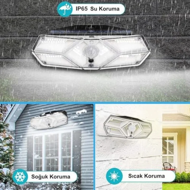Güneş Enerjili Hareket Sensörlü, 6 Taraflı 104 Led Aydınlatma/GT-SL13