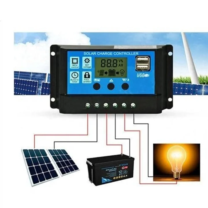 Güneş Paneli Solar Akü Şarj Kontrol Cihazı 12V 24V 30 Amper