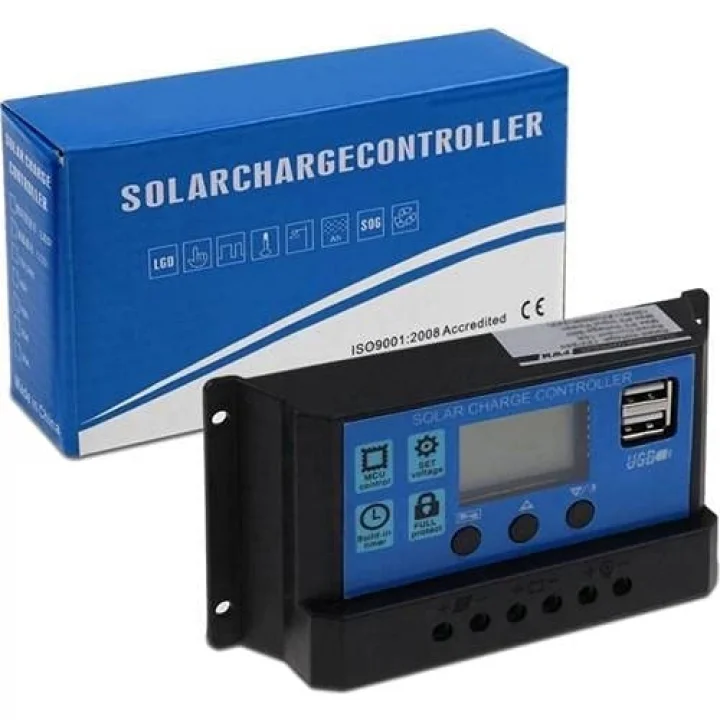 Güneş Paneli Solar Akü Şarj Kontrol Cihazı 12V 24V 30 Amper