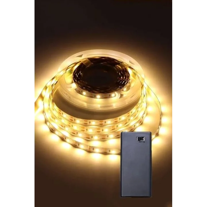 Günışığı Renk Pil Ile Çalışan Şerit Led 2 Metre Pilli Şerit Led (PİL DAHİL)