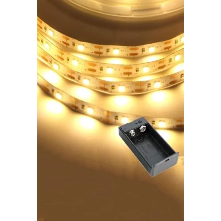 Günışığı Renk Pil Ile Çalışan Şerit Led 2 Metre Pilli Şerit Led (PİL DAHİL)