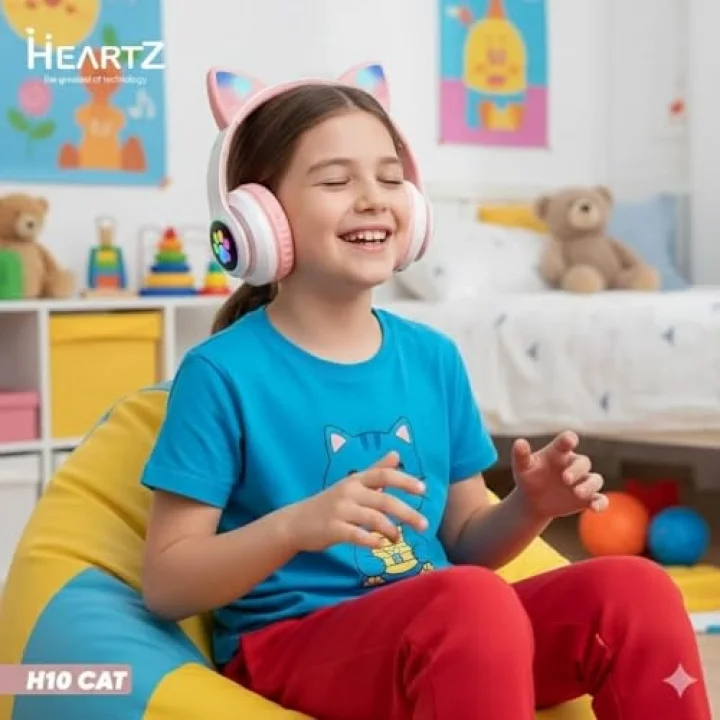 H10 CAT KEDİLİ LED IŞIKLI KAFAÜSTÜ BLUETOOTH KULAKLIK (TOZ PEMBE)