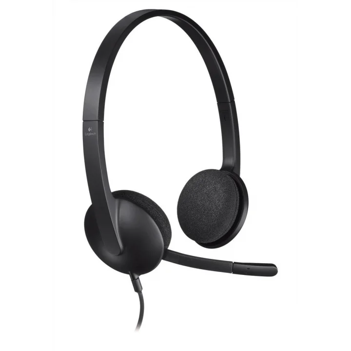 H340 Kablolu Kulak Üstü Mikrofonlu Kulaklık, Çok Yönlü Dijital Stereo Ses, Sağ Tarafta Katlanabilir Gürültü Önleyici Mikrofon, 180 cm Kablo Uzunluğu, Siyah