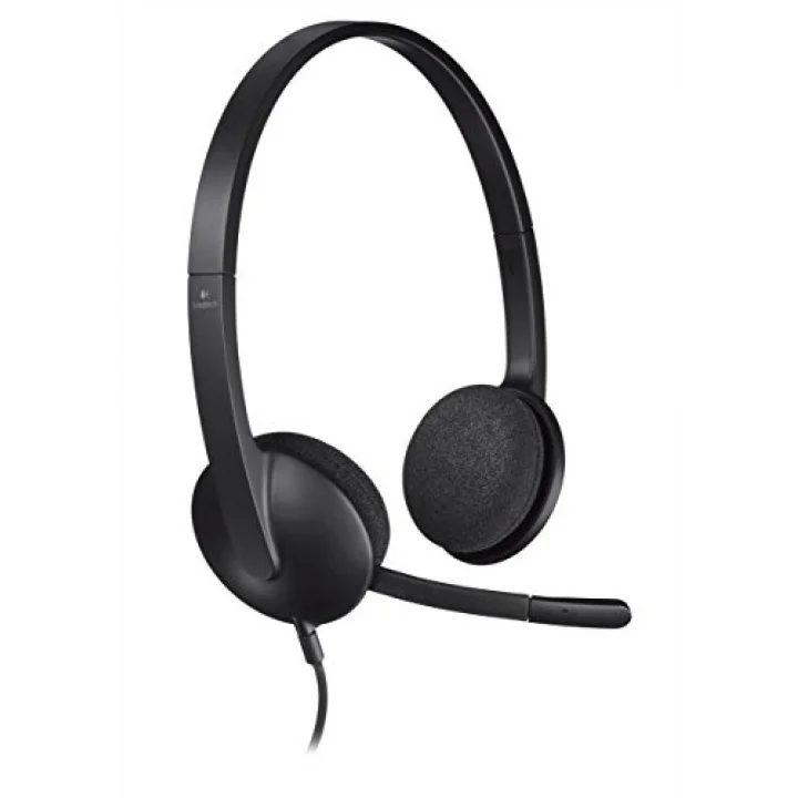 H340 Kablolu Kulak Üstü Mikrofonlu Kulaklık, Çok Yönlü Dijital Stereo Ses, Sağ Tarafta Katlanabilir Gürültü Önleyici Mikrofon, 180 cm Kablo Uzunluğu, Siyah