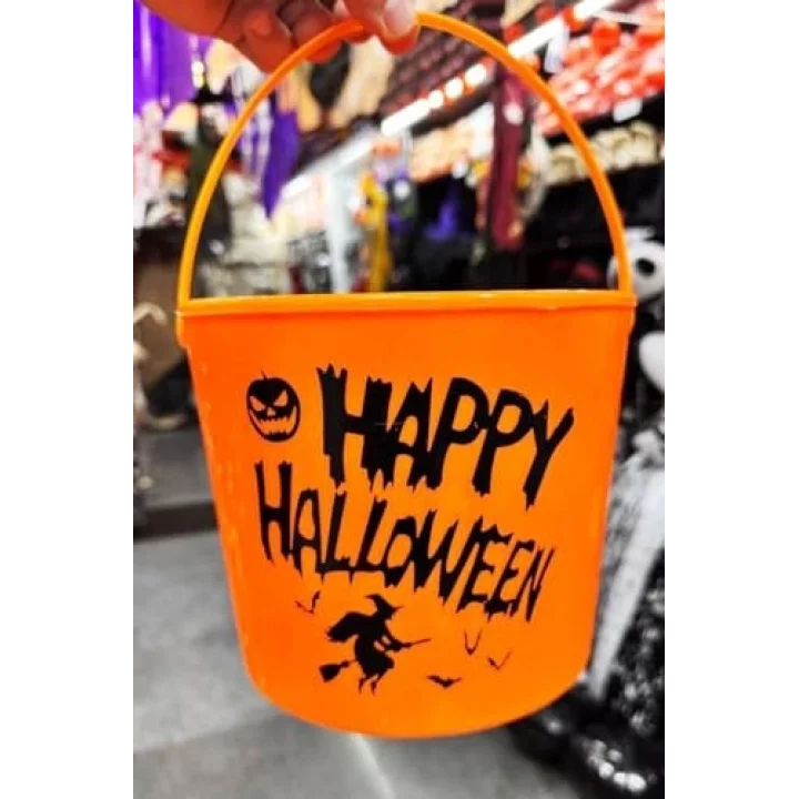 Halloween Işıklı Gövdeli Şeker Kovası Bal Kabağı Turuncu