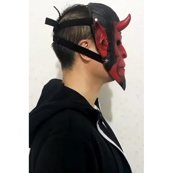 Halloween Maske Hellboy Kırmızı Boynozlu