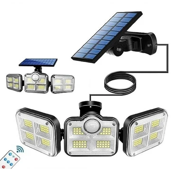 HANGAST Solar Güneş Enerjili 122 Ledli Hareket Sensörlü Bahçe Aydınlatma Sokak Lambası Solar