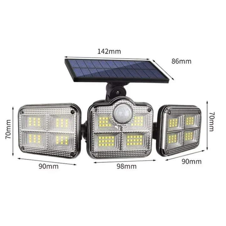HANGAST Solar Güneş Enerjili 122 Ledli Hareket Sensörlü Bahçe Aydınlatma Sokak Lambası Solar
