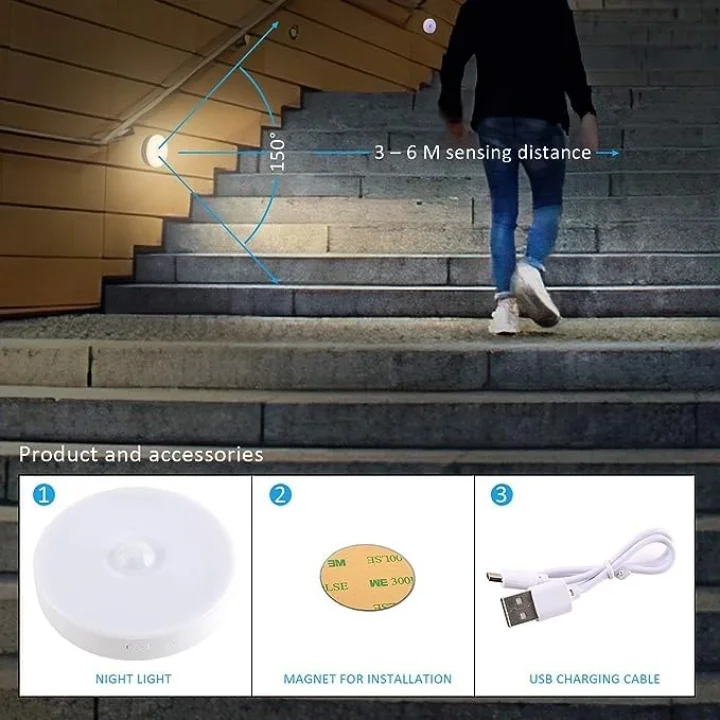 Hareket Sensörlü USB Şarjlı Led Işık Lamba - Gece Lambası