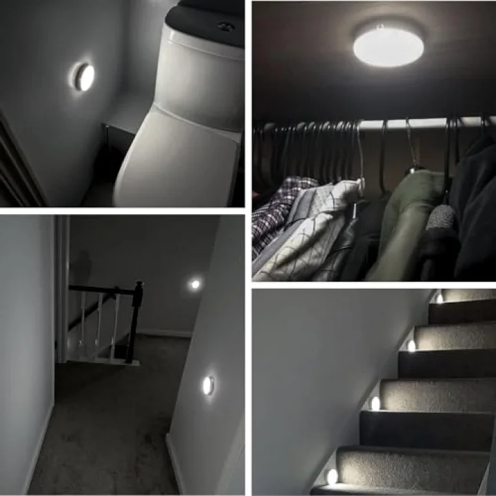 Hareket Sensörü Gece Lambası USB Şarj Edilebilir, Soğuk Beyaz ve Kısılabilir, 10 LED, Manyetik Gece Lambası, Dolap Merdivenleri Koridor Banyo için Hareket Sensörü Işığı, 3 adet
