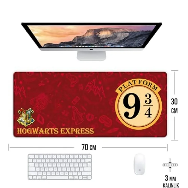Harry Potter Hogwarts Oyun Gaming Klavye Mouse Pad Masa Matı 70x30 cm