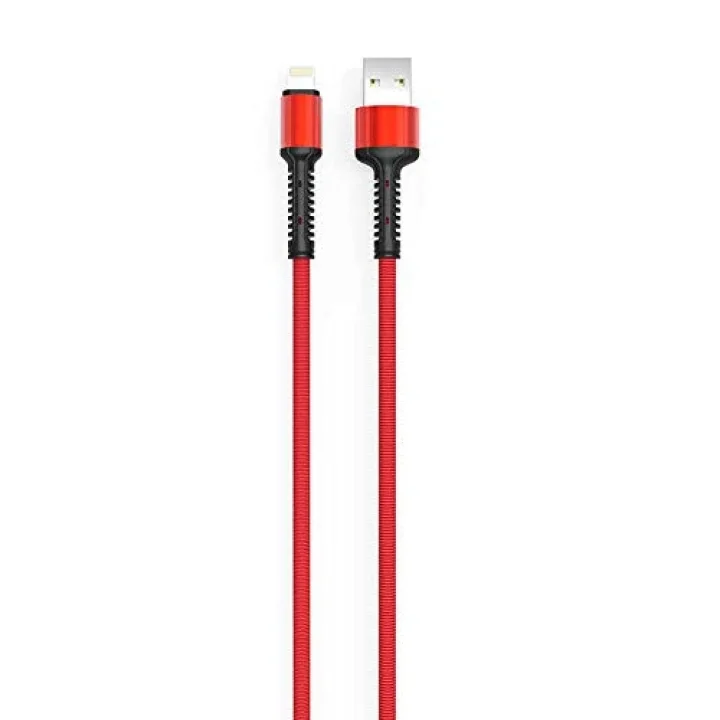 Hasır Kırılmaya Dayanıklı 2m LS64 Lightning Usb Kablo Kırmızı