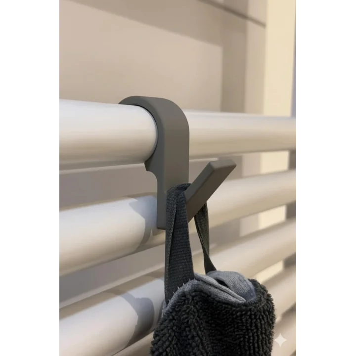 Havlu Askılığı, 6lı Set, Duşakabin ve Havlupan Petek için, Banyo Mutfak Kancalı (Gri)