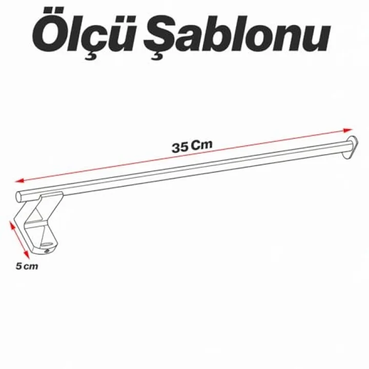 Havluluk Krom 35 Cm Vidalı Duvara Monte Paslanmaz Duvar Tipi Mutfak Banyo Havlu Aparatı