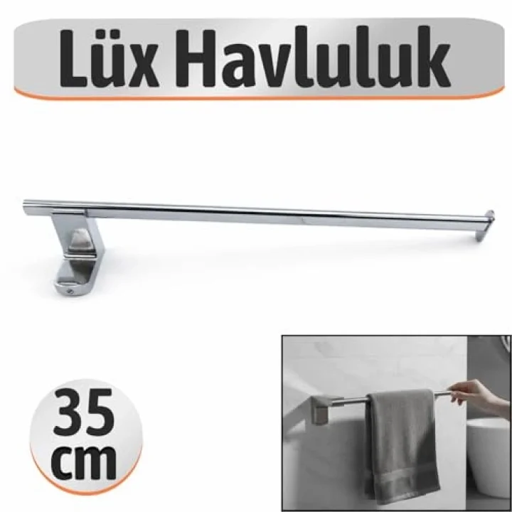 Havluluk Krom 35 Cm Vidalı Duvara Monte Paslanmaz Duvar Tipi Mutfak Banyo Havlu Aparatı