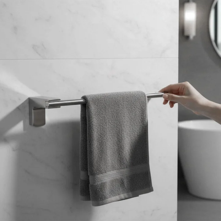 Havluluk Krom 35 Cm Vidalı Duvara Monte Paslanmaz Duvar Tipi Mutfak Banyo Havlu Aparatı