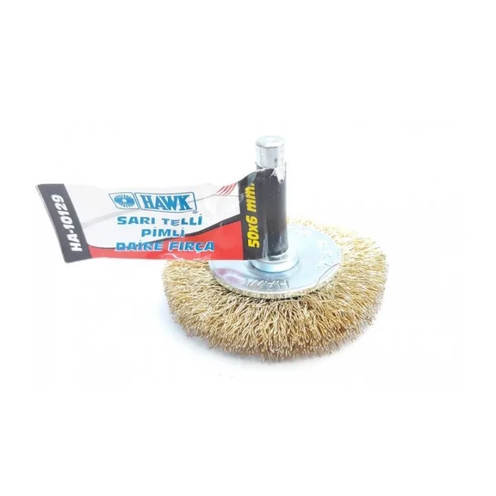 Mey İthalat® Hawk HA10129 Pimli Sarı Tel Daire Fırça 50x6 mm