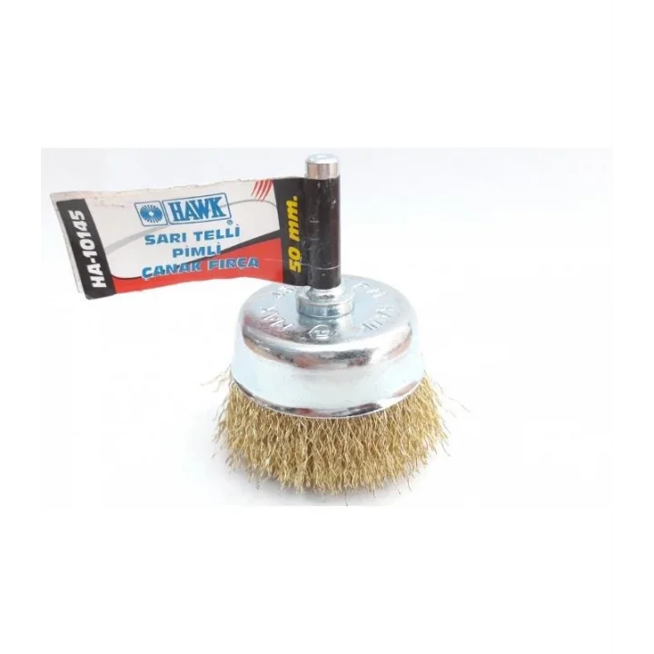 Mey İthalat® Hawk HA10145 Pimli Sarı Tel Çanak Fırça 50 mm