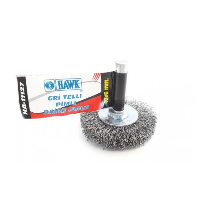 Mey İthalat® Hawk HA11127 Pimli Gri Tel Daire Fırça 40x6 mm