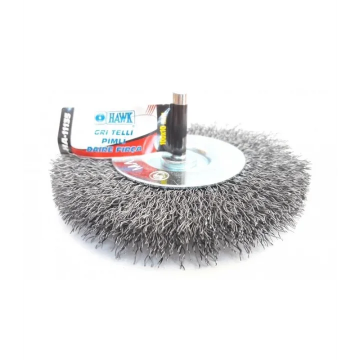 Mey İthalat® Hawk HA11135 Pimli Gri Tel Daire Fırça 100x10 mm