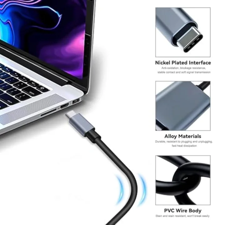 HDMI Çevirici USB C HDMI 4K 60Hz HDMI, 200cm USB C HDMI Adaptör USB C HDMI Uyumlu Thunderbolt Type-C to HDMI 2 Metre Kablo Uzunluğu ZR854