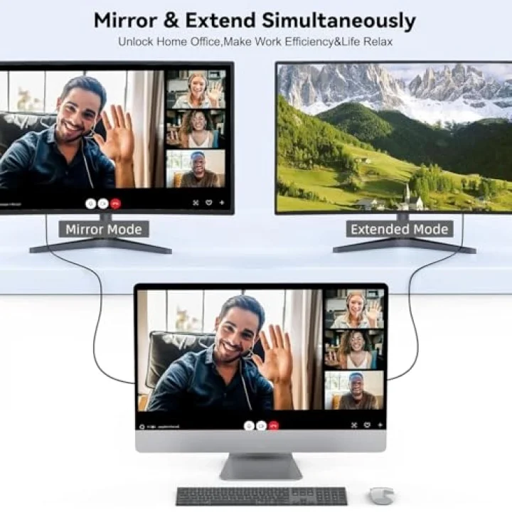 HDMI Çevirici USB C HDMI 4K 60Hz HDMI, 200cm USB C HDMI Adaptör USB C HDMI Uyumlu Thunderbolt Type-C to HDMI 2 Metre Kablo Uzunluğu ZR854
