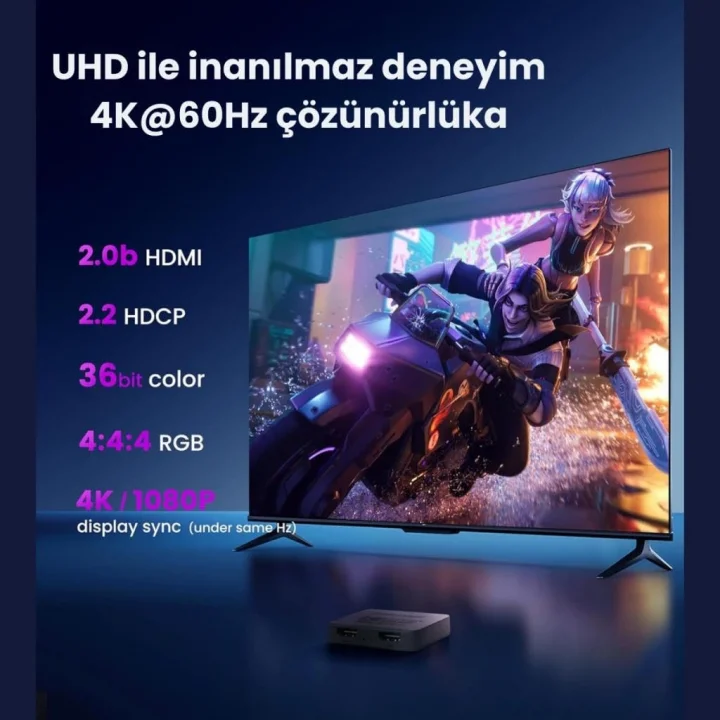 HDMI Çift Yönlü 4K 60Hz Çogalticı 2in1 HDMI Switch Adaptörü