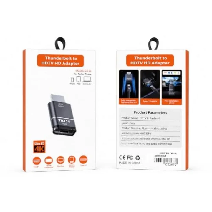Hdmi to type-c çeviric CD-03 Type-C HDMI Dönüştürücü 4K 30Hz Ultra HD Görüntü ve Ses Aktarımı hdmi dan tip c ye dönüştürücü çevirici Alüminyum Gövde | ZR1299