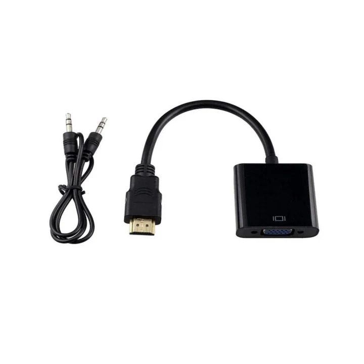 HDMI TO VGA DÖNÜŞTÜRÜCÜ + SES KABLOSU SİYAH