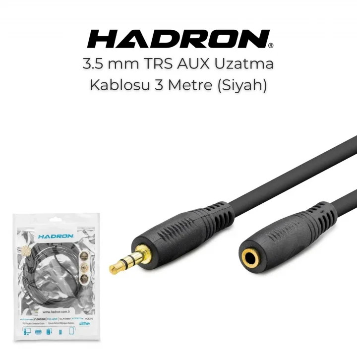 HDX1019 3.5MM (M) TO 3.5MM (F) KABLO 2LINE GOLD 3M SİYAH