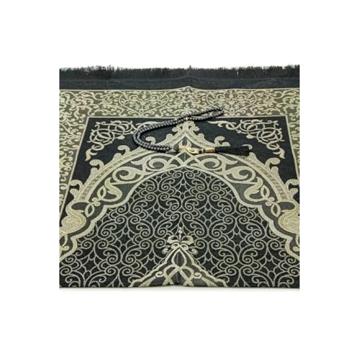 Hediyelik Şantuk Çantalı, Tesbihli, Çeyizlik Seccade Seti - Siyah