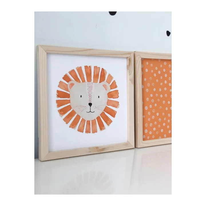 Hediyenikap Çocuk Odası Aslan Temalı Çerçeveli Set Tek Ebat hdynkpkpy-00053