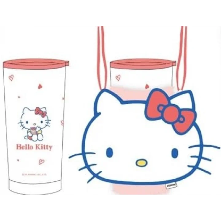 Hello Kitty Lisansı Sanrio Paslanmaz Çelik Bardak Dekoratif Kılıflı 550 mL