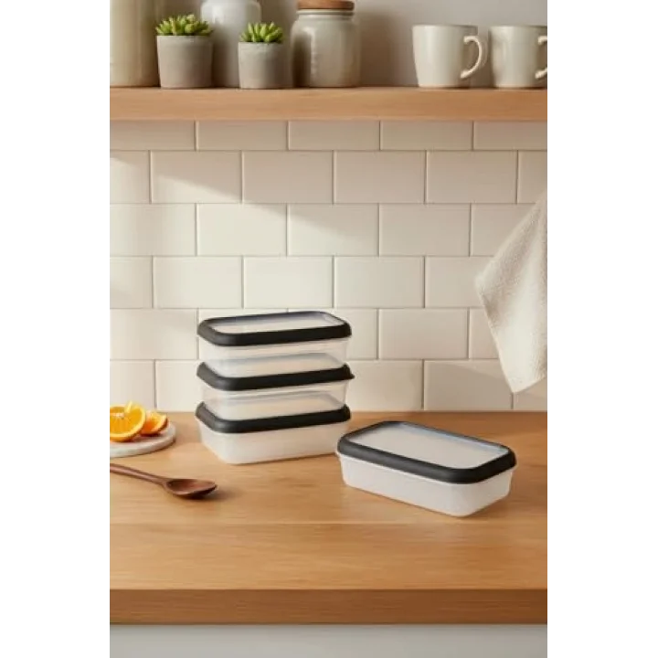 Hide Plus 4Lü Saklama Kabı Siyah (4X 0,70 Lt)