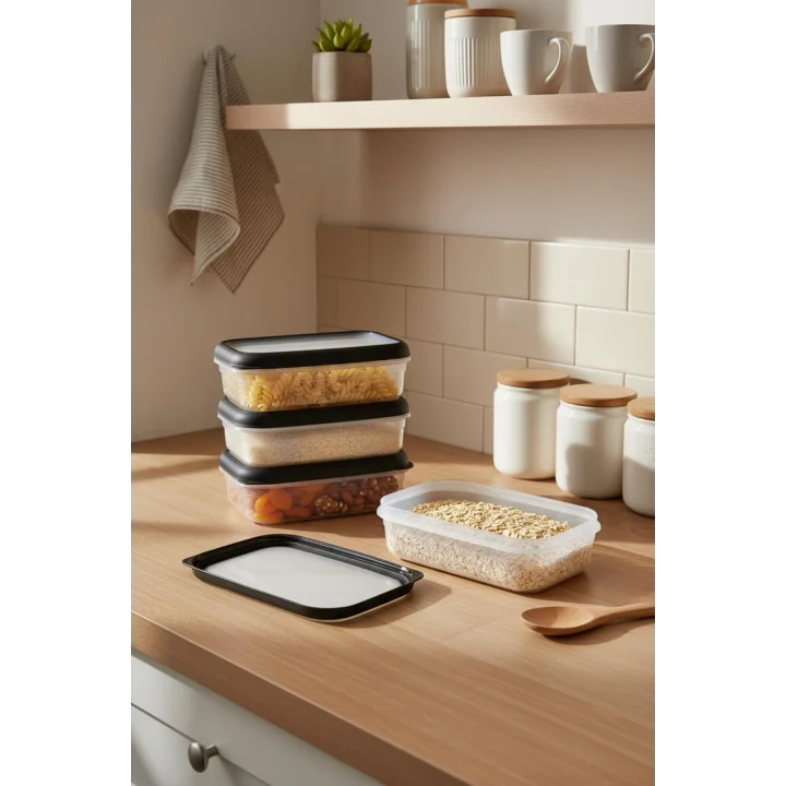 Hide Plus 4Lü Saklama Kabı Siyah (4X 0,70 Lt)