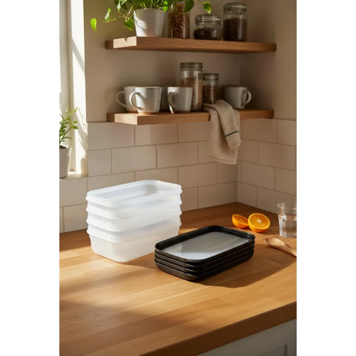 Hide Plus 4Lü Saklama Kabı Siyah (4X 0,70 Lt)