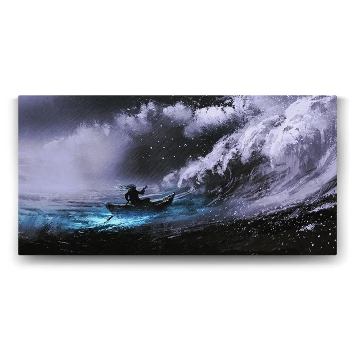 Hırçın Denizde Sihirli Tekne Tablosu - 160x80cm