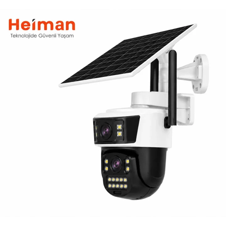 HM-850 2 Kameralı Solar PTZ 4G Sim Kartlı Kamera
