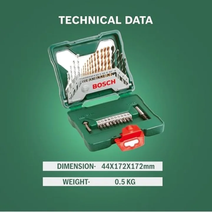 Home and Garden X/Line 30 Parça Titanyum Aksesuar Seti, Matkap uçları, Vidalama uçları, Üniversal Tutucu, Havşa açıcı, Uzun Ömürlü, Yeşil