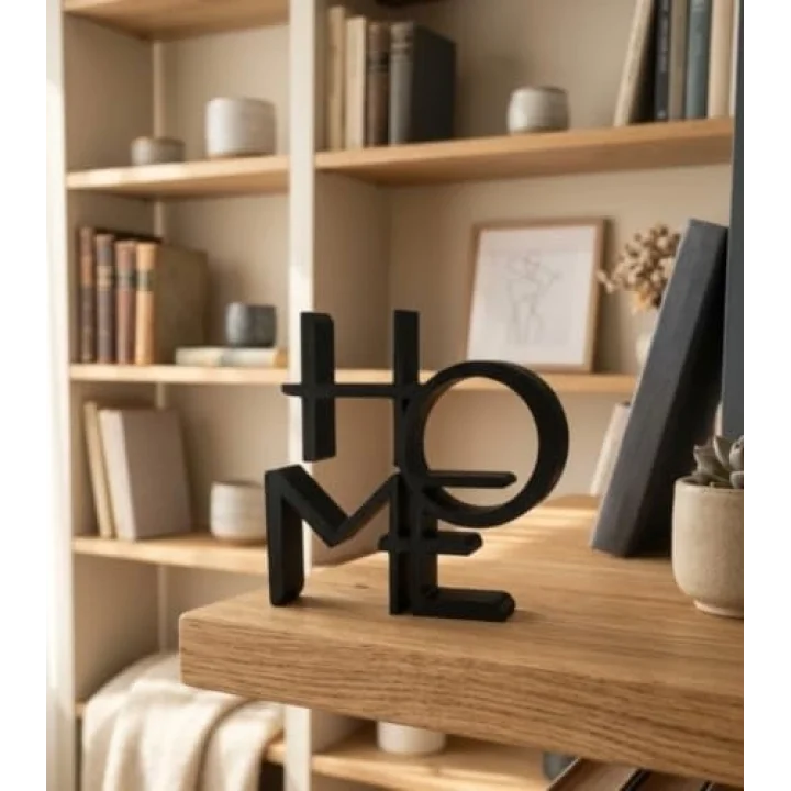 HOME Yazılı 3D Baskı Dekoratif Heykel – Modern Ev Dekor Aksesuarı, Benzersiz Tasarım