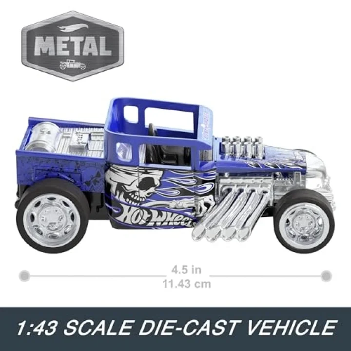 Hot Wheels Pull-Back Speeders oyuncak araba, 1:43 ölçeğinde, geri çekilip bırakmak için araba, Rolomatic motor veya kapı, bagaj veya motor kaputu ile açılabilir, modeller değişebilir, HPR70
