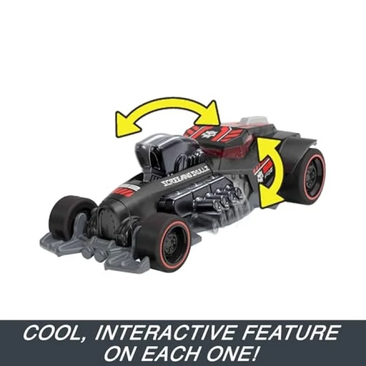 Hot Wheels Pull-Back Speeders oyuncak araba, 1:43 ölçeğinde, geri çekilip bırakmak için araba, Rolomatic motor veya kapı, bagaj veya motor kaputu ile açılabilir, modeller değişebilir, HPR70