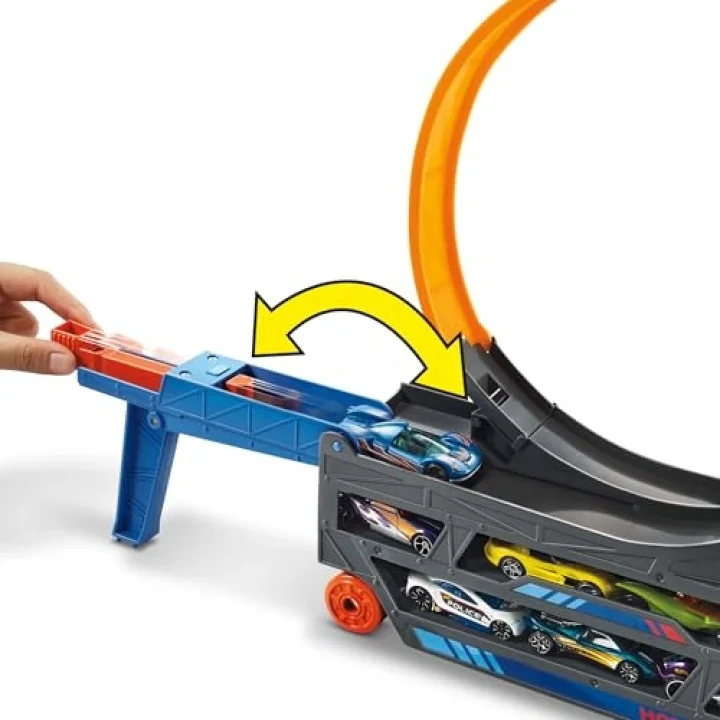 Hot Wheels Standlı Tır, 18 Araç Kapasiteli, Çemberli, Fırlatıcılı, GCK38