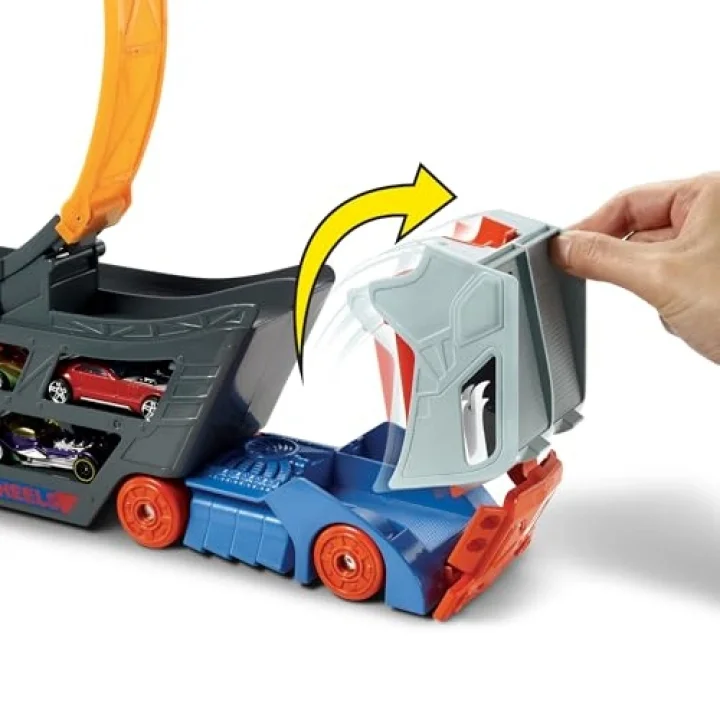 Hot Wheels Standlı Tır, 18 Araç Kapasiteli, Çemberli, Fırlatıcılı, GCK38