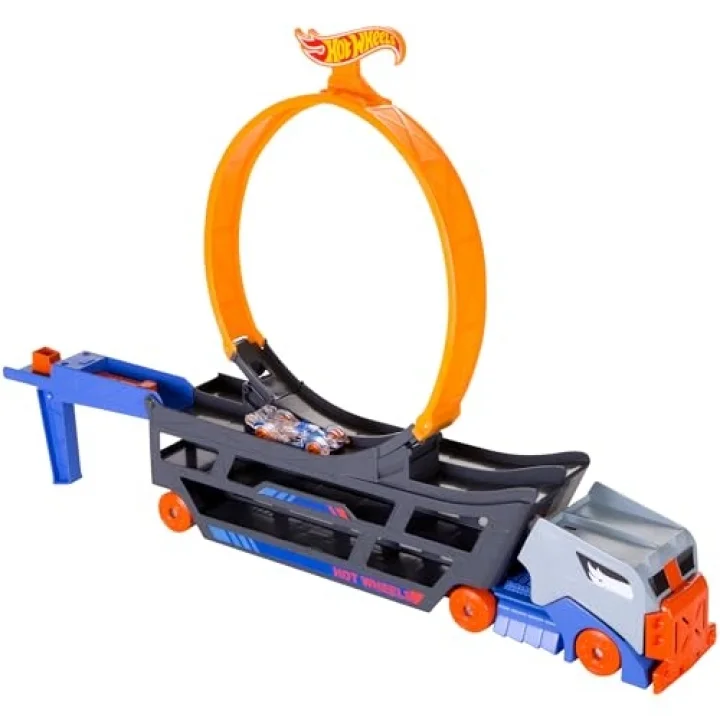 Hot Wheels Standlı Tır, 18 Araç Kapasiteli, Çemberli, Fırlatıcılı, GCK38